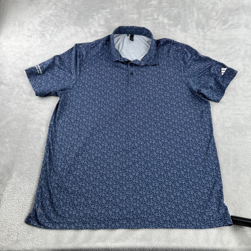 Adidas Eagle Springs Floral Golf Polo XL Navy Men Performance Short Sleeve Shirt